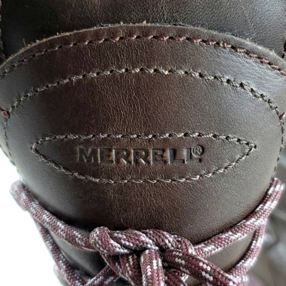 Merrell Nicolette Boots Polartec Brown Waterproof Leather Zip Up Faux Fur Size 6 - Picture 10 of 14